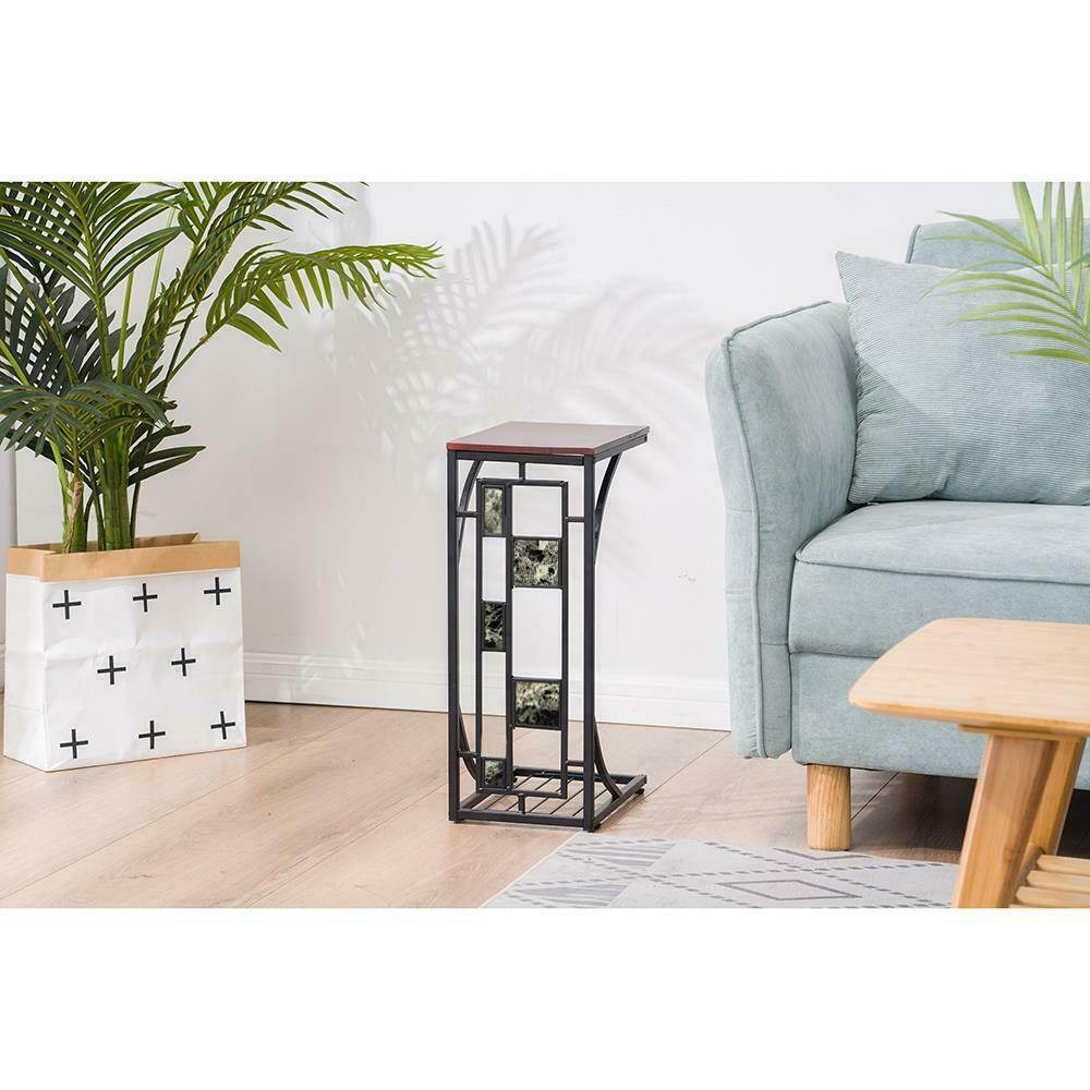 Finish Chrome Frame Snack Sofa Bed Side Magazine End Table With Scroll Desction