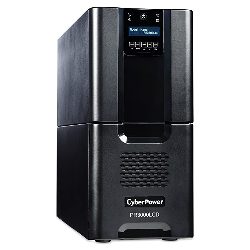 PR3000LCD Smart App Sinewave UPS System, 3000VA/2700W, 10 Outlets, AVR, Tower Black