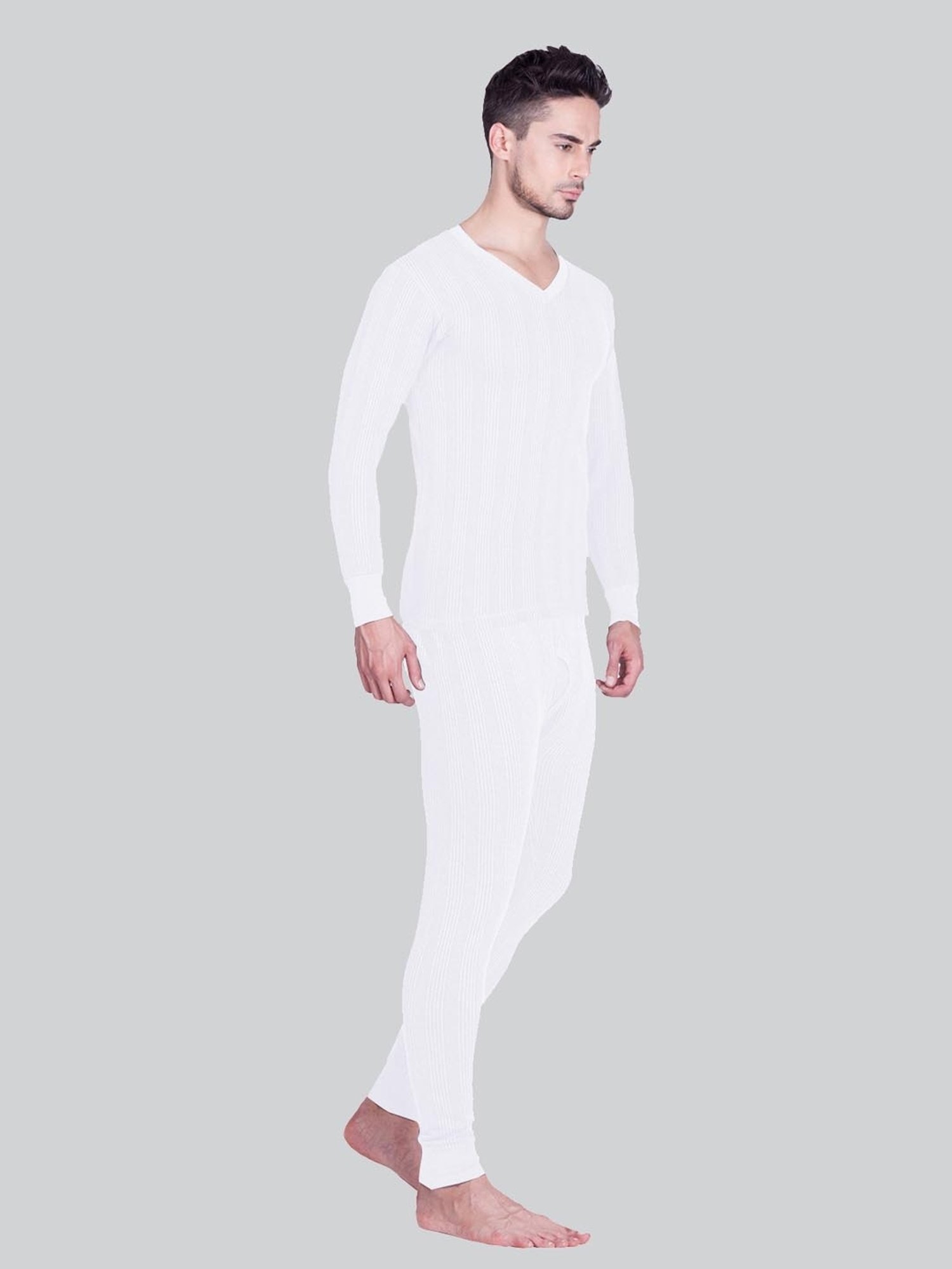 LUX Inferno White Skinny Fit Striped Thermal Set