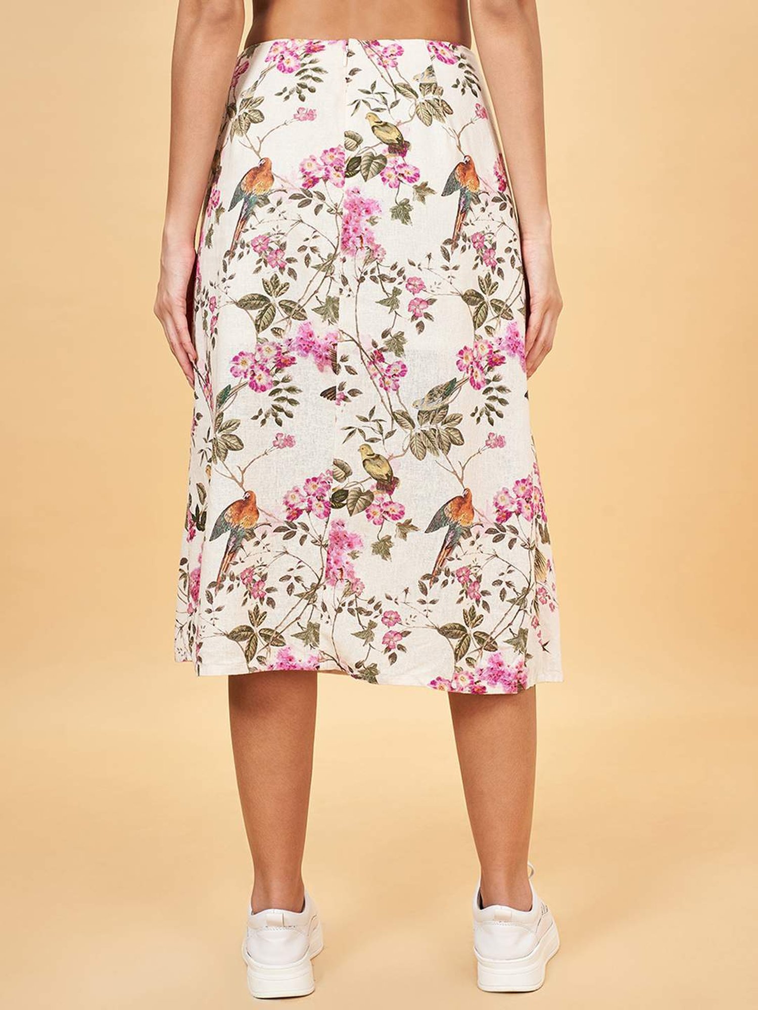 Honey by Pantaloons White Cotton Printed A-Line Skirt