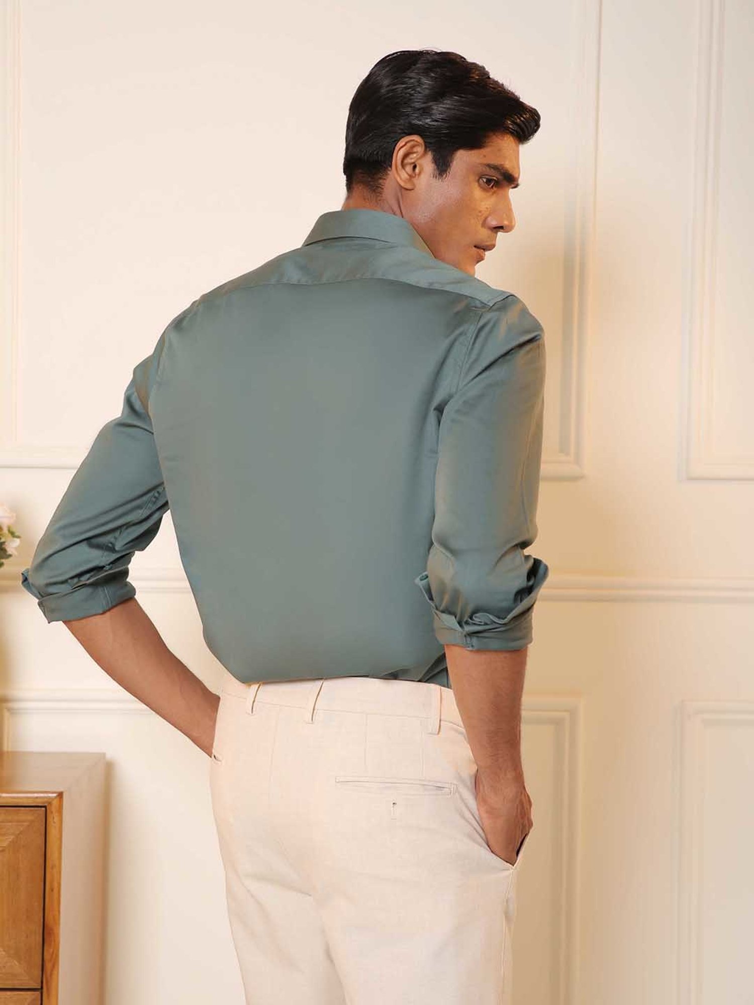 SUBTRACT Hunter Green Slim Fit Shirt