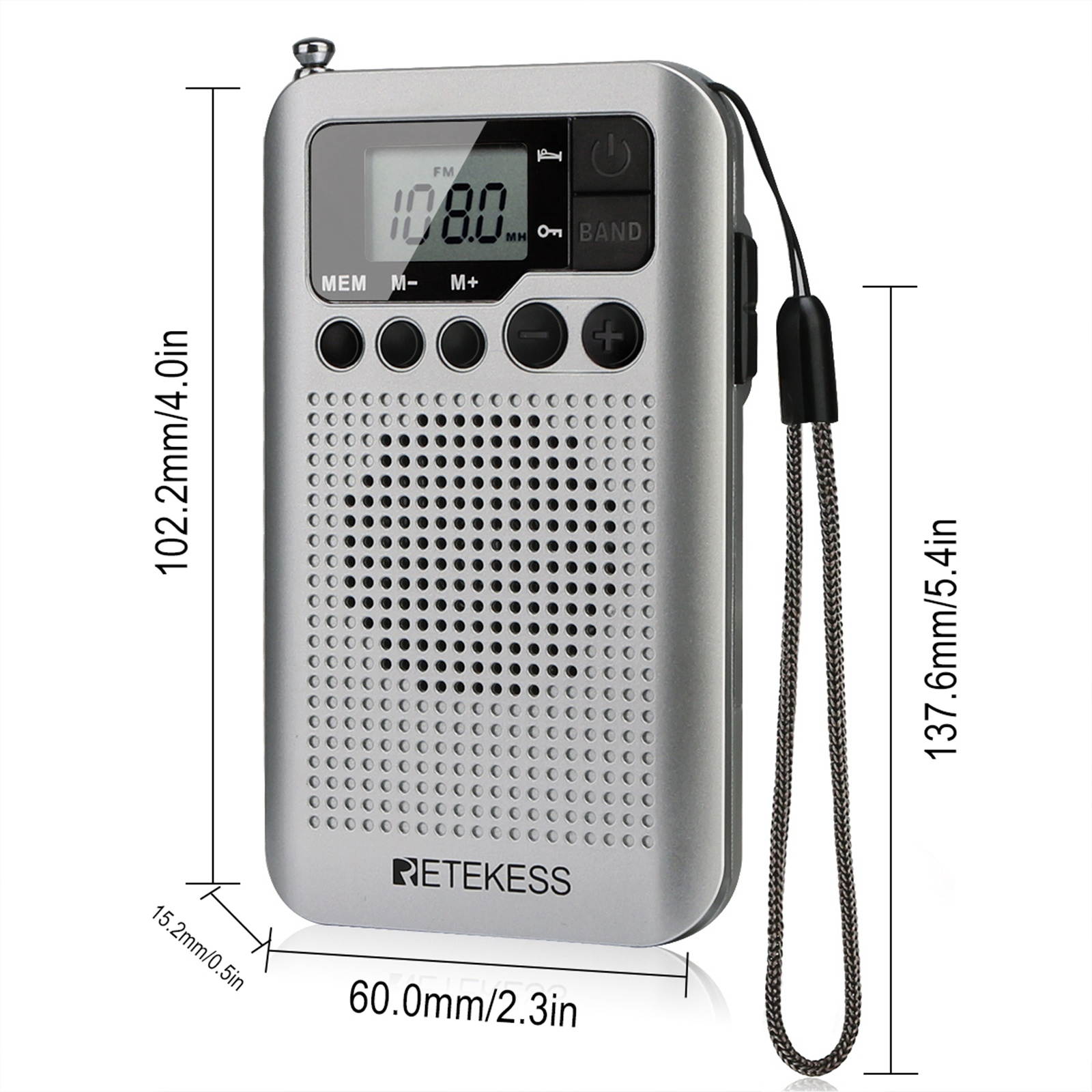 Retekess TR106 FM/AM Portable Radio with LCD Display with Sleep Timer Pocket Radio Receiver MP3 Player