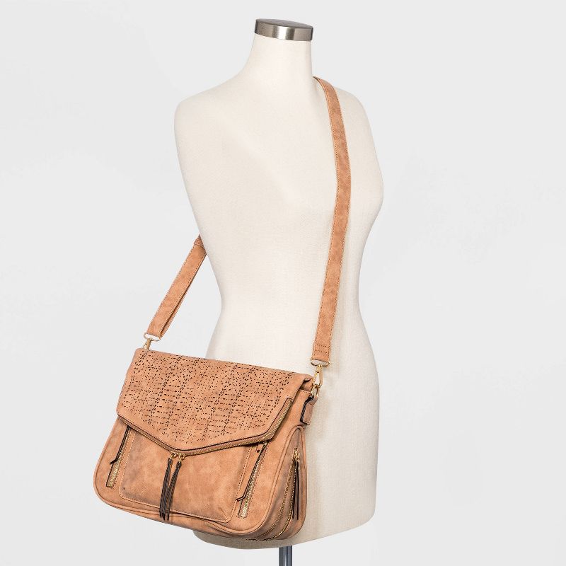 VR NYC Laser Cut Messenger Crossbody Bag - Mauve