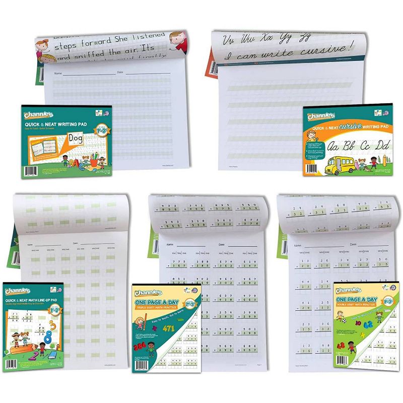 Channie's 5pk Math, Handwriting & Cursive Workbooks - 1st-3rd Grades