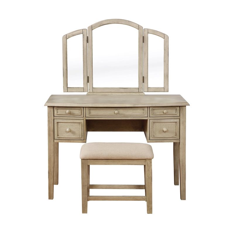 Sophie Vanity and Stool White Wash - Powell Company