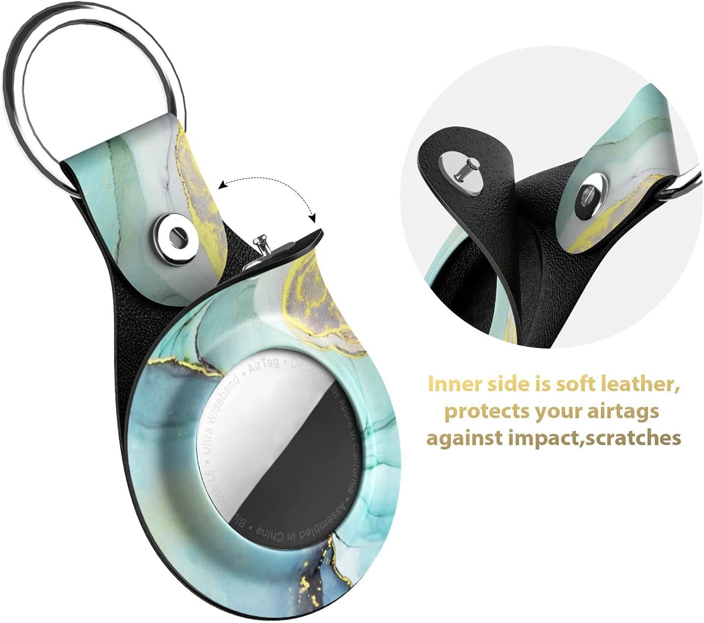 Maxjoy Compatible with AirTag Case, Cute Protective Case with Anti-Lost Keychain Shockproof Scratch Resistant Skin Cover Designed for Apple AirTag Tracker Device Key Phone Finder 2021, Mint Green