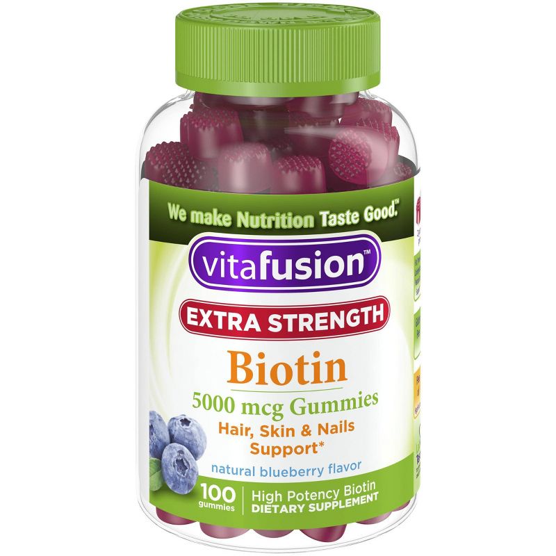 Vitafusion Extra Strength Biotin Gummies - Blueberry - 100ct