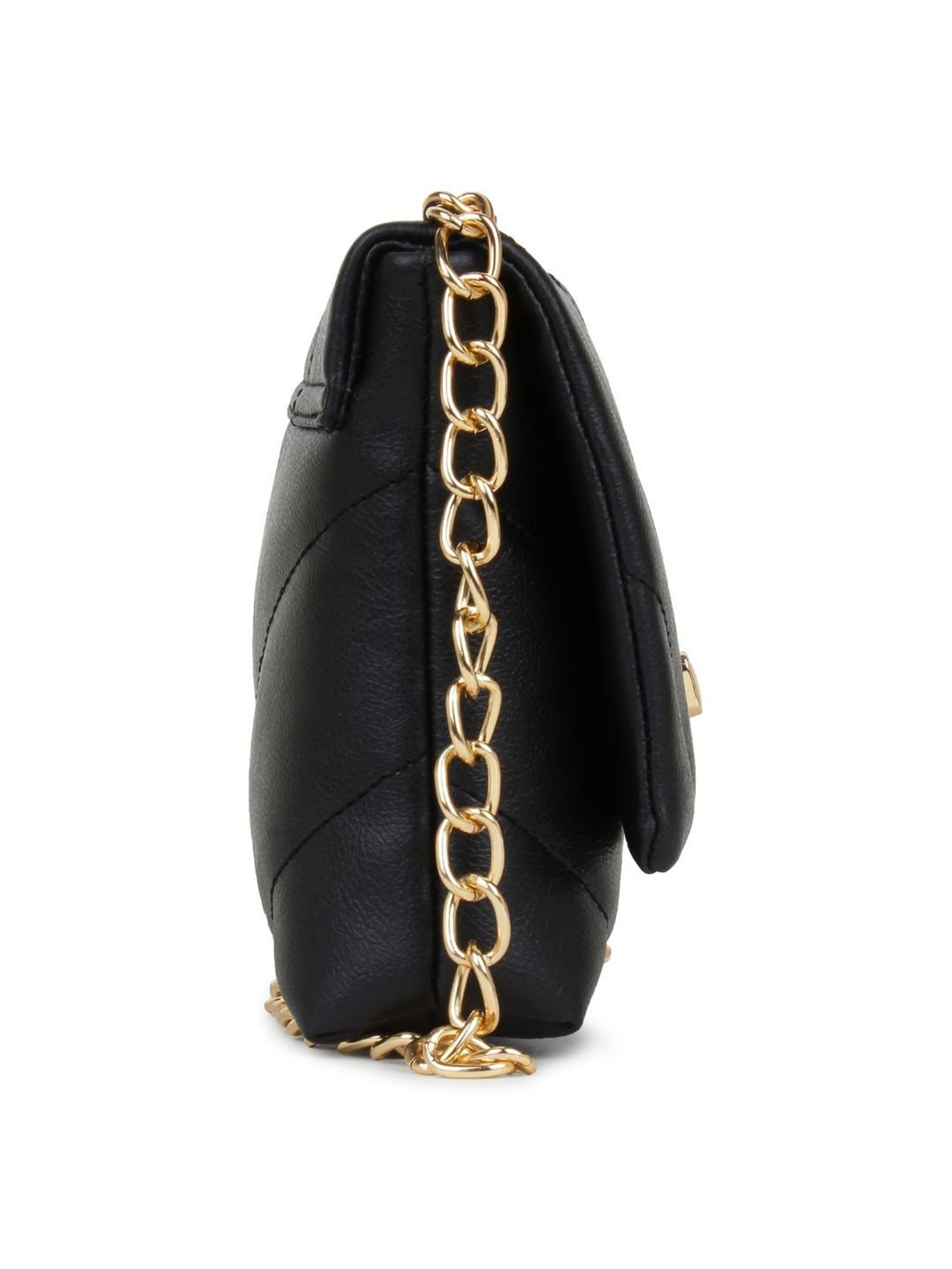 Yelloe Black Solid Medium Cross Body Bag