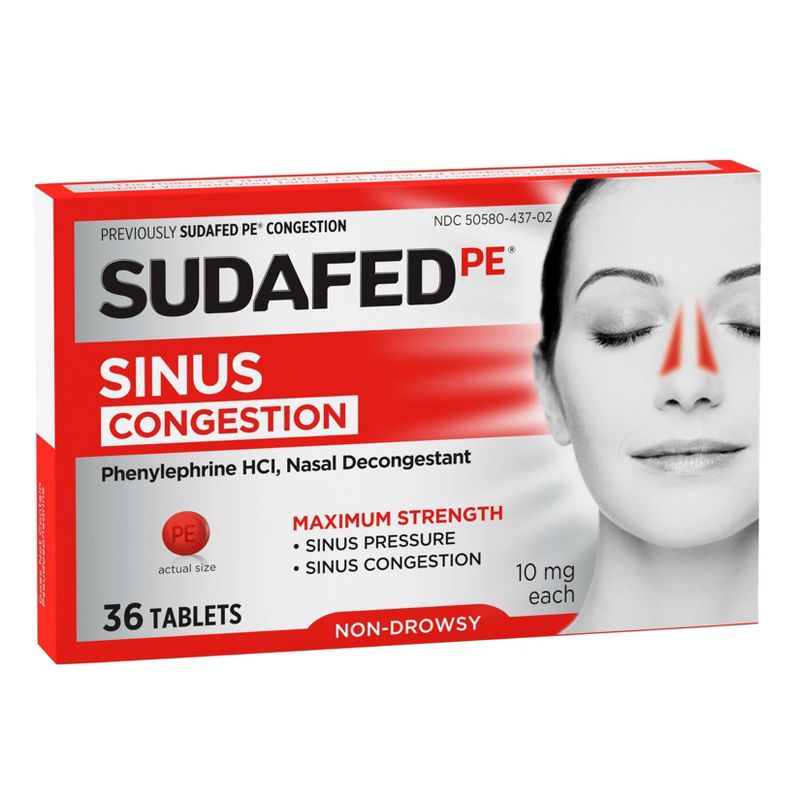 Sudafed PE Maximum Strength Congestion & Sinus Pressure Relief Tablets - 36ct