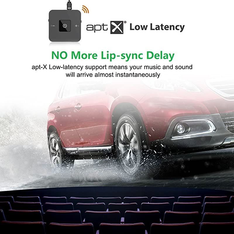 Bluetooth V50 Transmitter and Receiver Wireless Optical TOSLINK and 35mm Aux Adapter aptX Low Latency for TV Car Stereo Home Audio with SongVolume Control Supports 25 Hours Playing