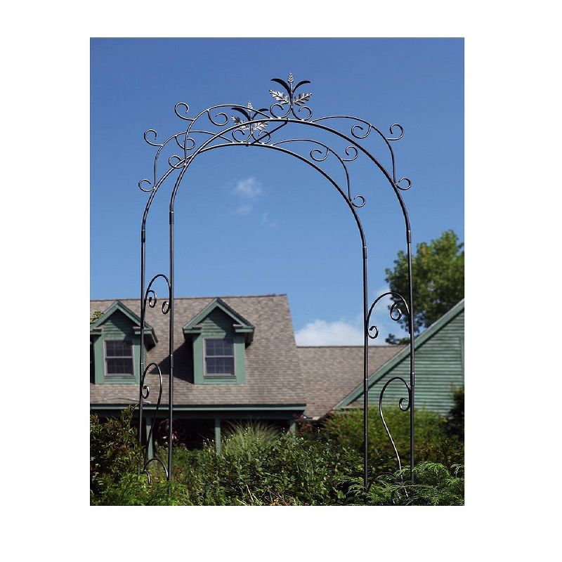 113" Tall Iron Handcrafted Tuileries Garden Arbor Graphite Powder Coated Finish - Achla Designs