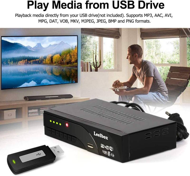 Leelbox DVB-T2 SCART LAN Full HD HEVC-DVB-T2 Receiver Freenet-TV (HDTV, HDMI, LAN, Scart, Dolby, Media Player) Starter Set Black