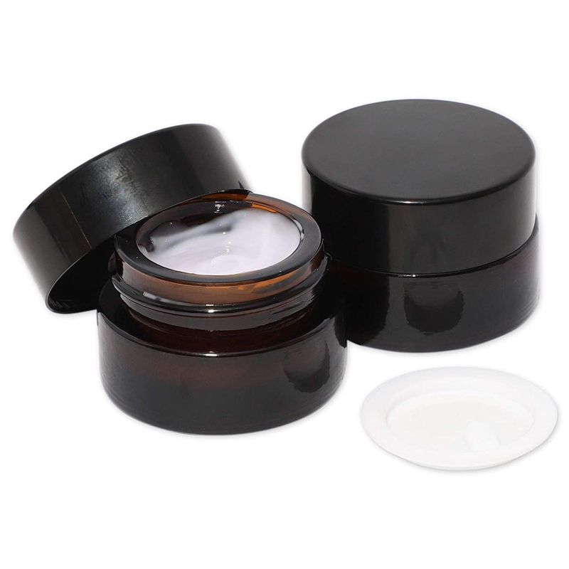 Juvale 24 Pack 5mL Glass Jars with Lids & 6 pc Spatulas for Storing Lotions, Powders, make up & Ointments