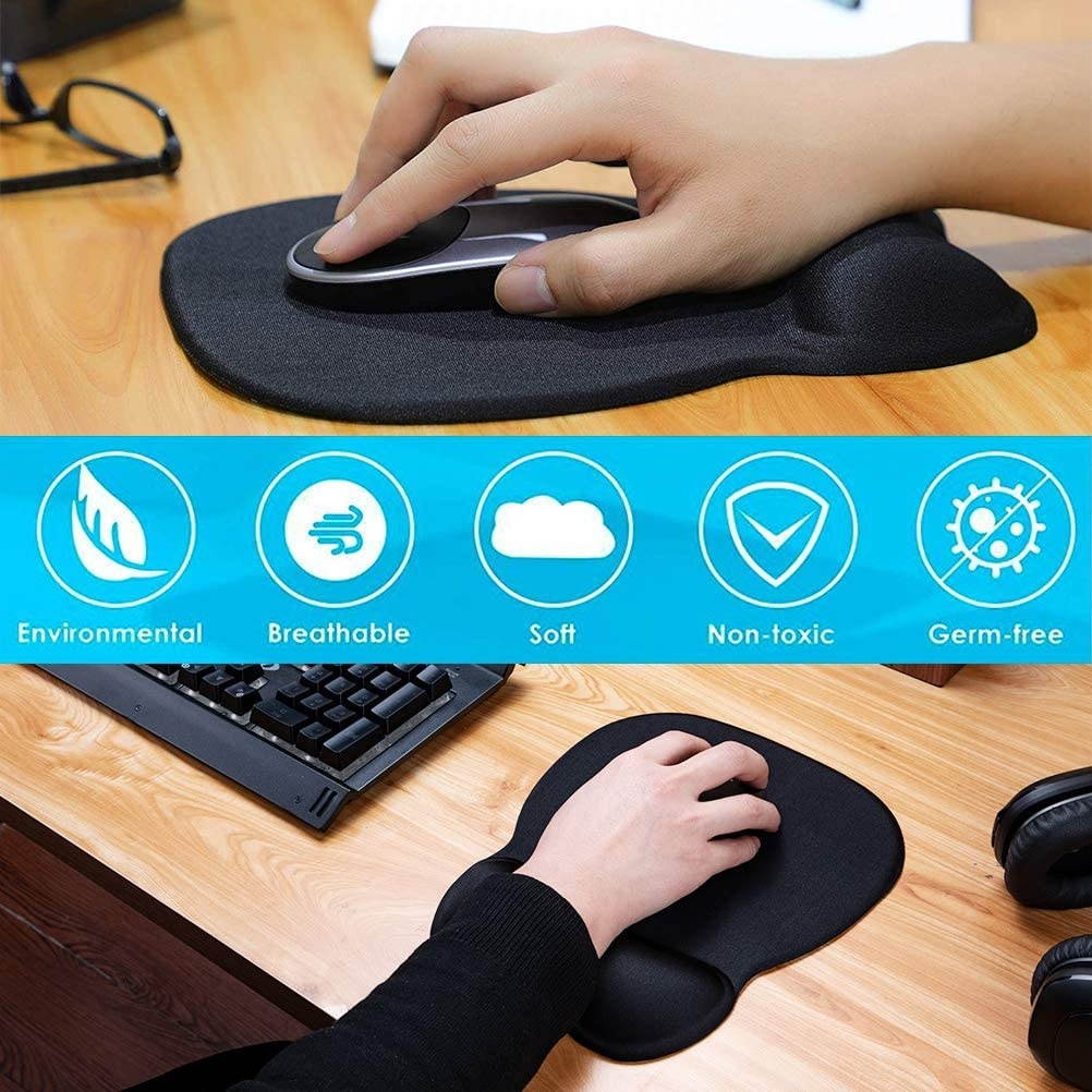 MROCO Ergonomic Mouse Pad with Wrist Support Gel Mouse Pad with Wrist Rest Comfortable Computer Mouse Pad for Laptop Pain Relief Mousepad with Non-slip PU Base for Office & Home 9.4 x 8.1 in Black