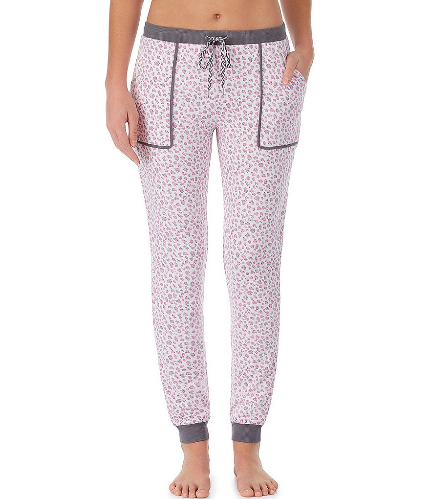 Kensie Animal Print Jersey Knit Jogger Coordinating Drawstring Pants