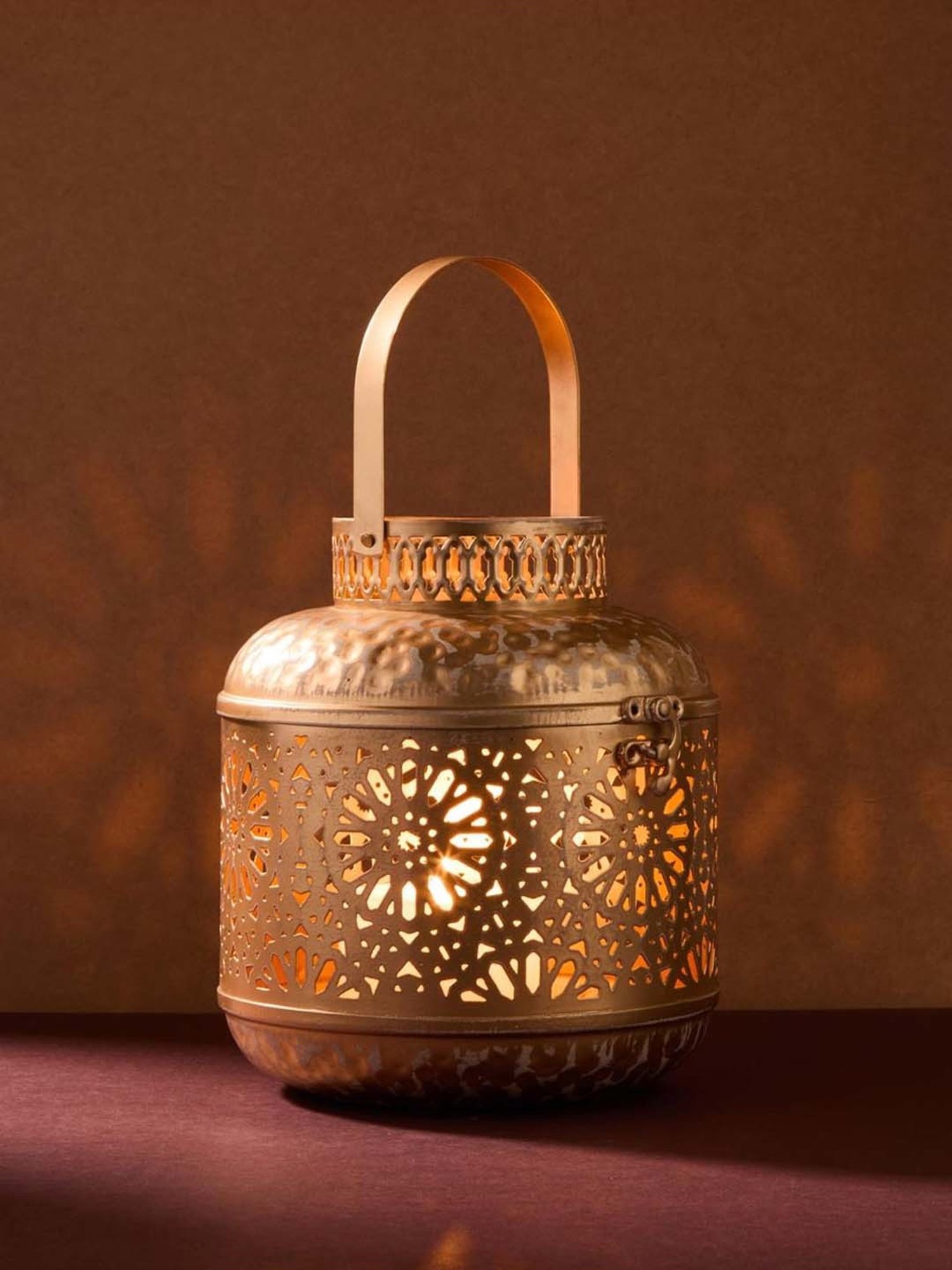 Fabindia Home Gold Metal Cutwork Nira Hanging Lantern