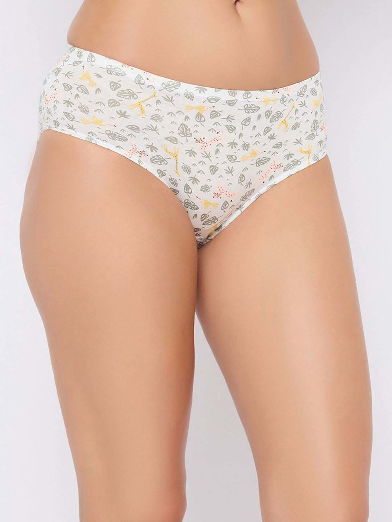 Clovia White Cotton Printed Hipster Panty