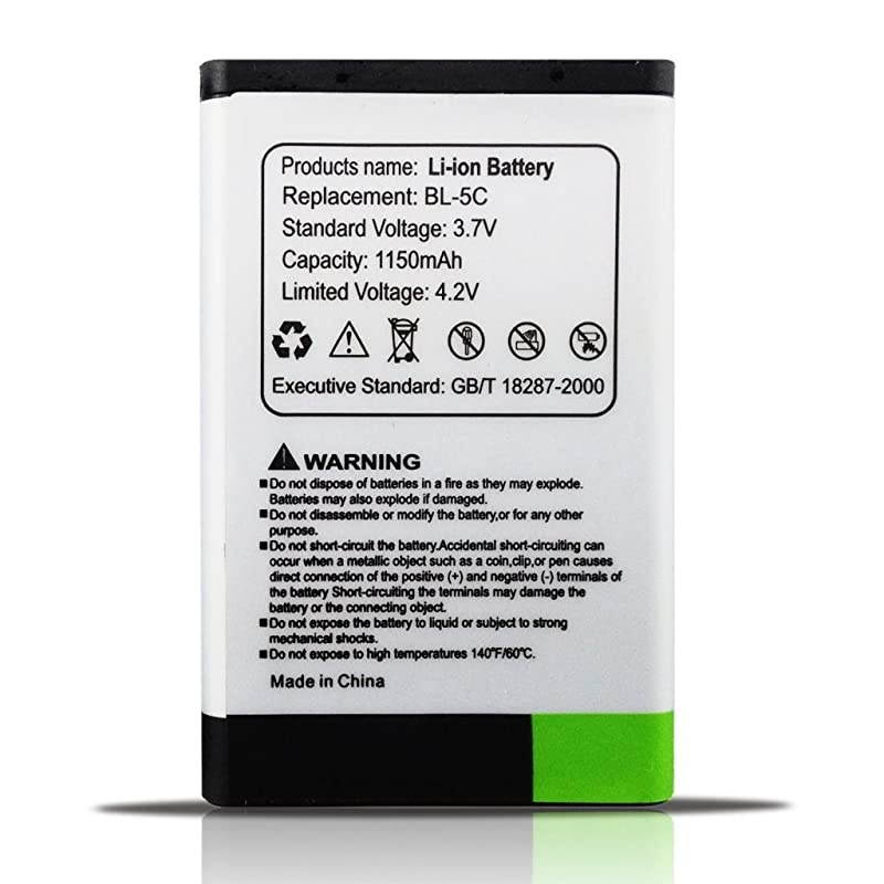 BL5C Battery 1Pack and Intelligent Mini Travel Charger for Shortwave All Hazard Radio V115 Portable Shortwave Transistor Radio AMFM Stereo Meloson Enhanced Portable AM FM Weather Radio