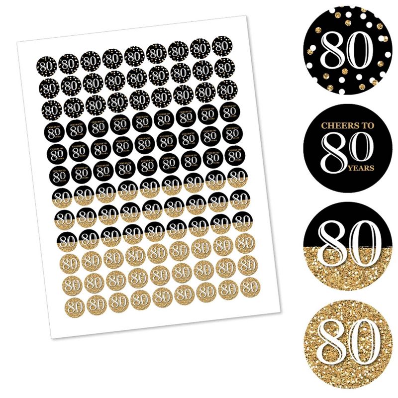 Big Dot of Happiness Adult 80th Birthday - Gold - Round Candy Sticker Party Favors - Labels Fit Hershey's Kisses (1 sheet of 108)