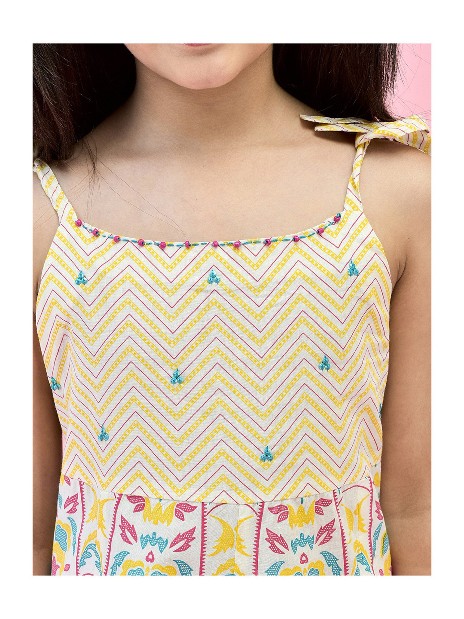 Juniper Girls Multicolor Floral Print Anarkali Dress