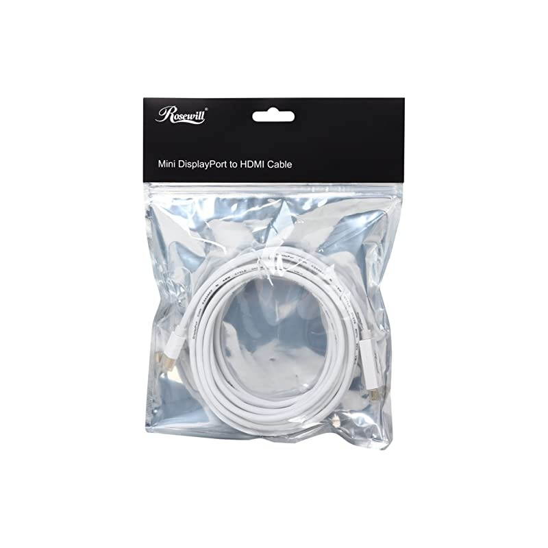 15Feet Mini DisplayPort to HDMI 32AWG Cable MM White RCDC14032