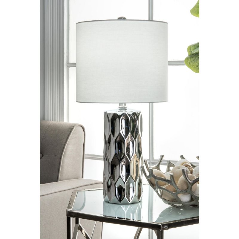 nuLOOM Garland Ceramic 22" Table Lamp Lighting - Silver 22" H x 11" W x 11" D