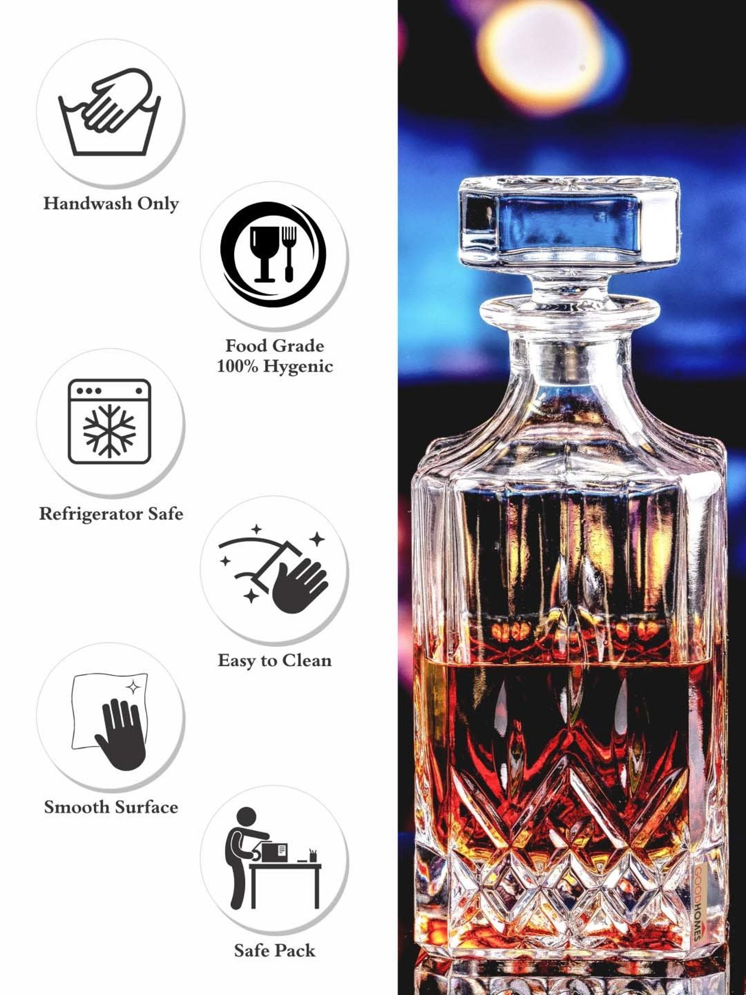 Pure Home and Living Blue Glass Decanter (0.7 L)