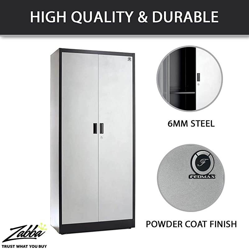 Metal Storage Cabinet - 71" Tall w/ Locking Doors & Adjustable Shelves - Steel Utility Cabinets For Garage, Office, Classroom, Kitchen Pantry -70.86" L x 31.5" W x 15.75" D | Black/Gray