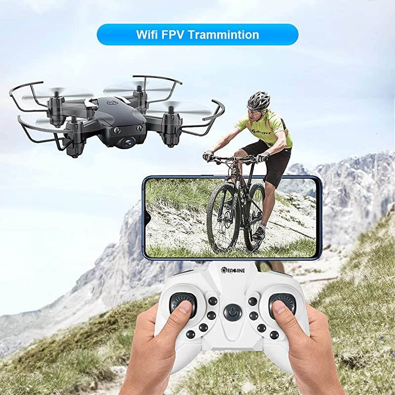 Mini Drone with 720P Camera for Kids and Adults,  E61HW WiFi FPV Quadcopter with 720P HD Camera Selfie Pocket Nano Drone for Beginner - Auto Hover Mode, One Key Take Off/Landing, APP Control