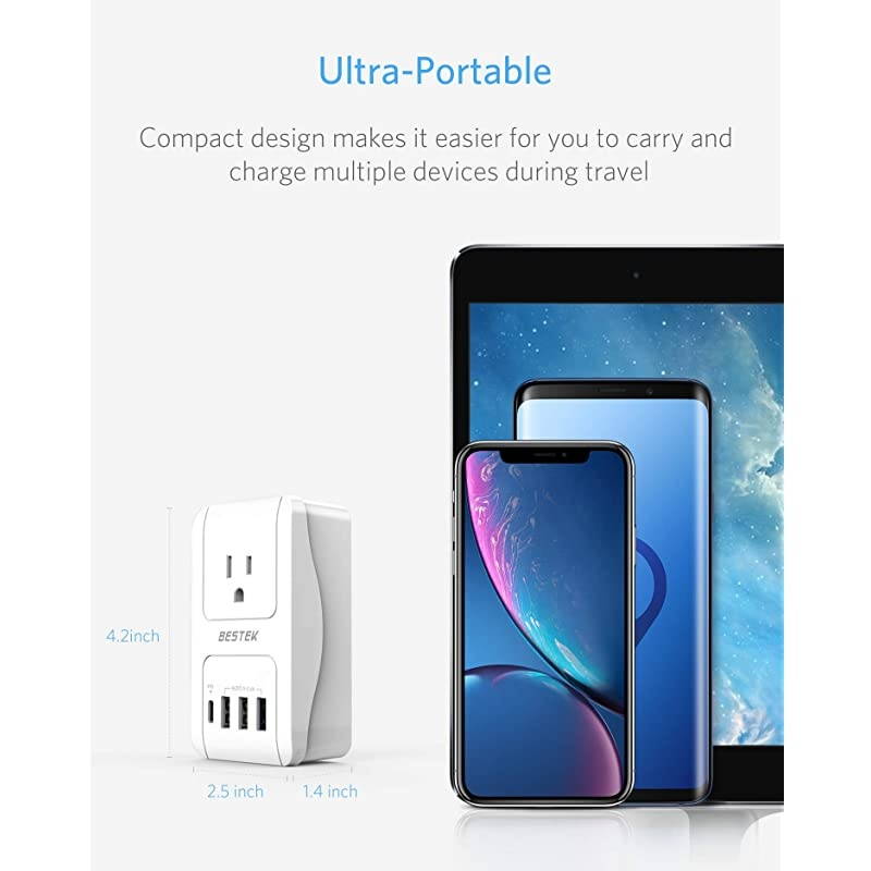 International Travel Adapter 3000W Universal Travel Adapter for Hair Dryer Curling Iron 30W USB C PD Travel Charger Adapter with Worldwide Wall Plugs for US UK AU EU and Asia PD 30