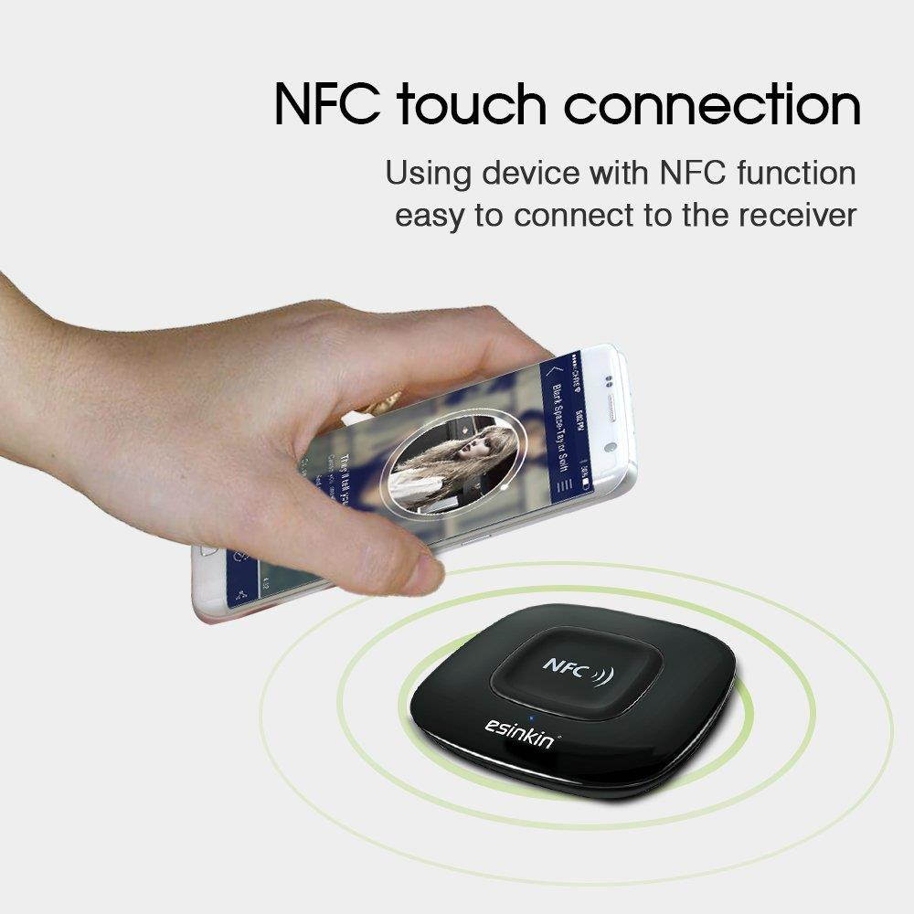 Esinkin Bluetooth Receiver Wireless Audio Adapter 4.0(NFC-Enabled) for HD Music Stereo Sound System