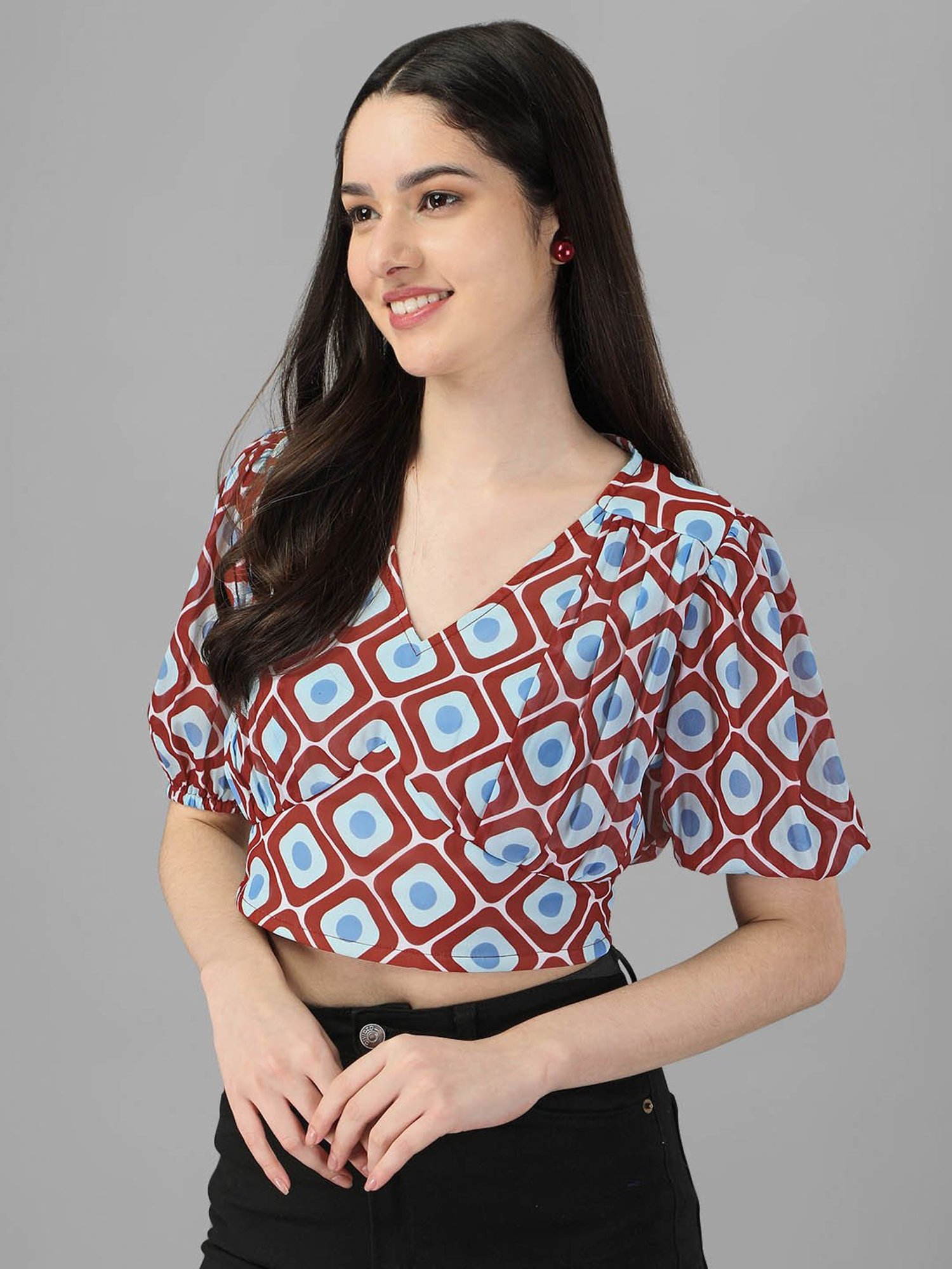 MASAKALI.CO Multicolor Printed Crop Top