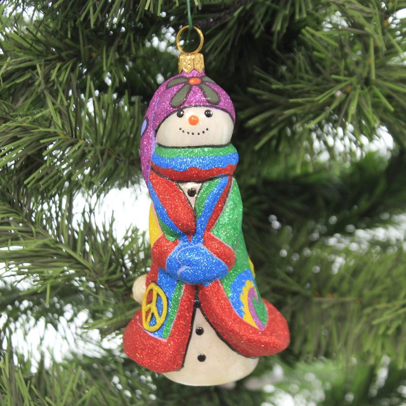 Joy To The World 4.5" Tie Dye Snowman Ornament Glitterazzi Rainboe  -  Tree Ornaments