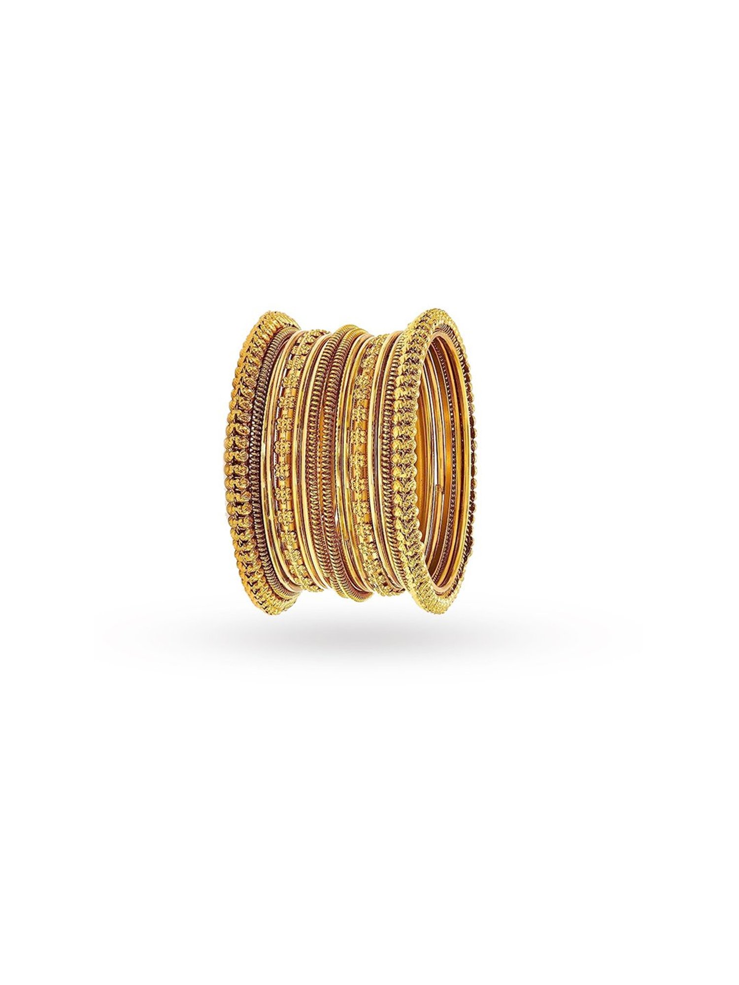 Oomph Antique Gold Bangles - Set of 16
