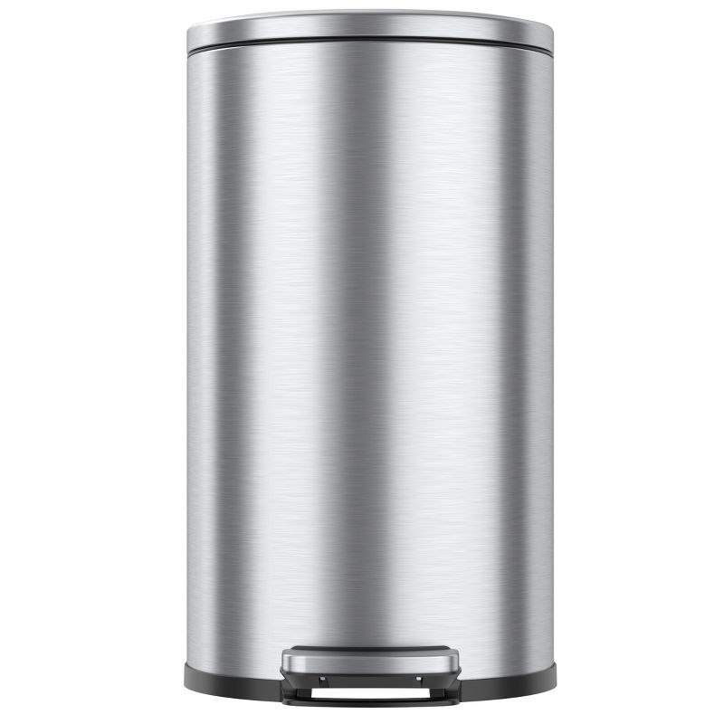 iTouchless Step Pedal Kitchen Trash Can with AbsorbX Odor Filter and Removable Inner Bucket 8 Gallon Semi-Round Stainless Steel
