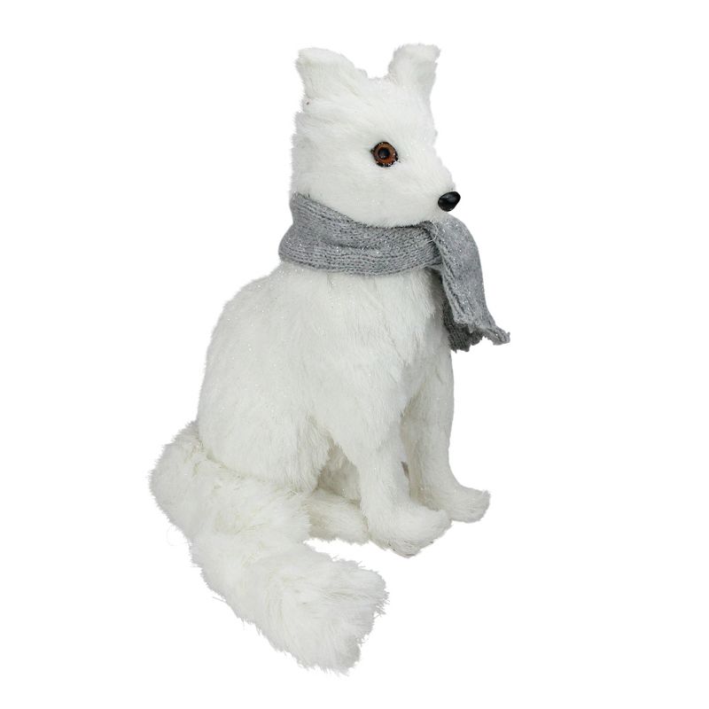 Raz Imports 13" Snowy Time Sitting White Glittered Fox Christmas Tabletop Decor