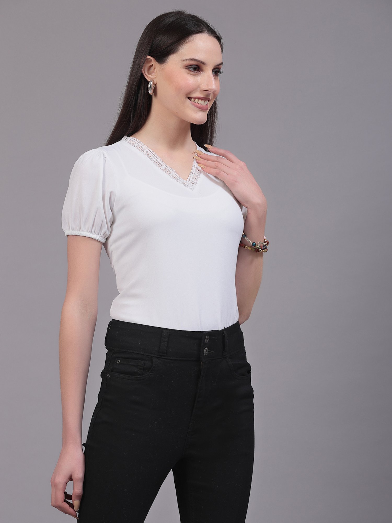Style Quotient White Regular Fit Top