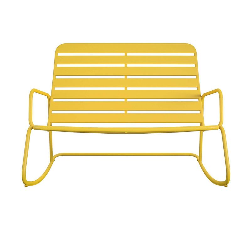 Roberta Outdoor/Indoor Rocker Loveseat - Yellow - Novogratz