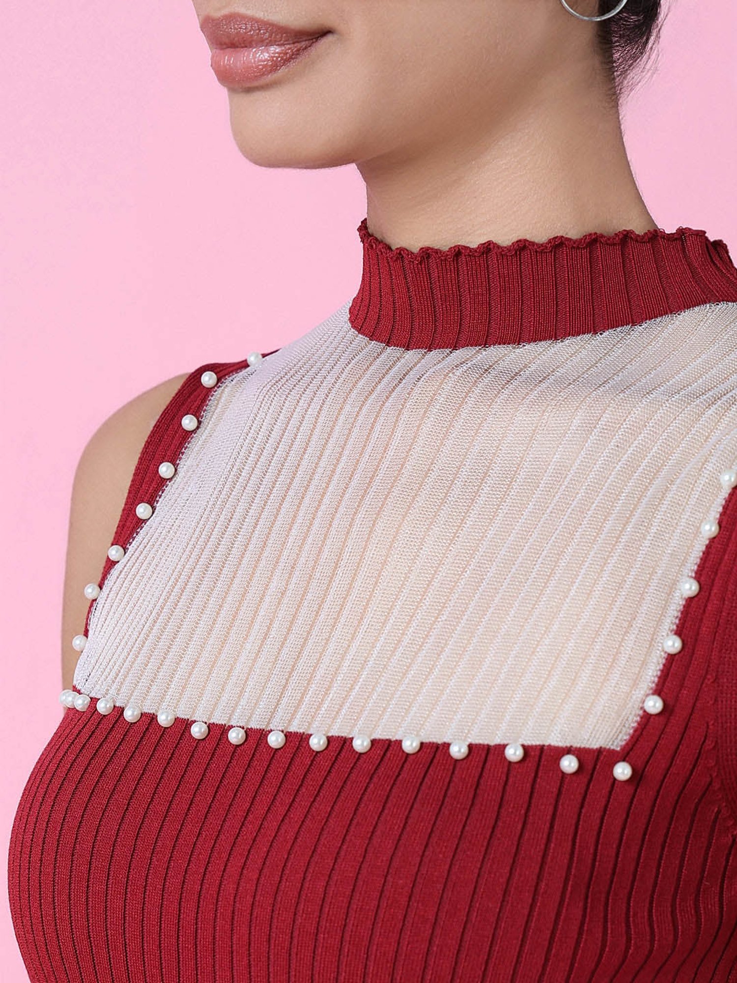 SHOWOFF Red Embellished Top