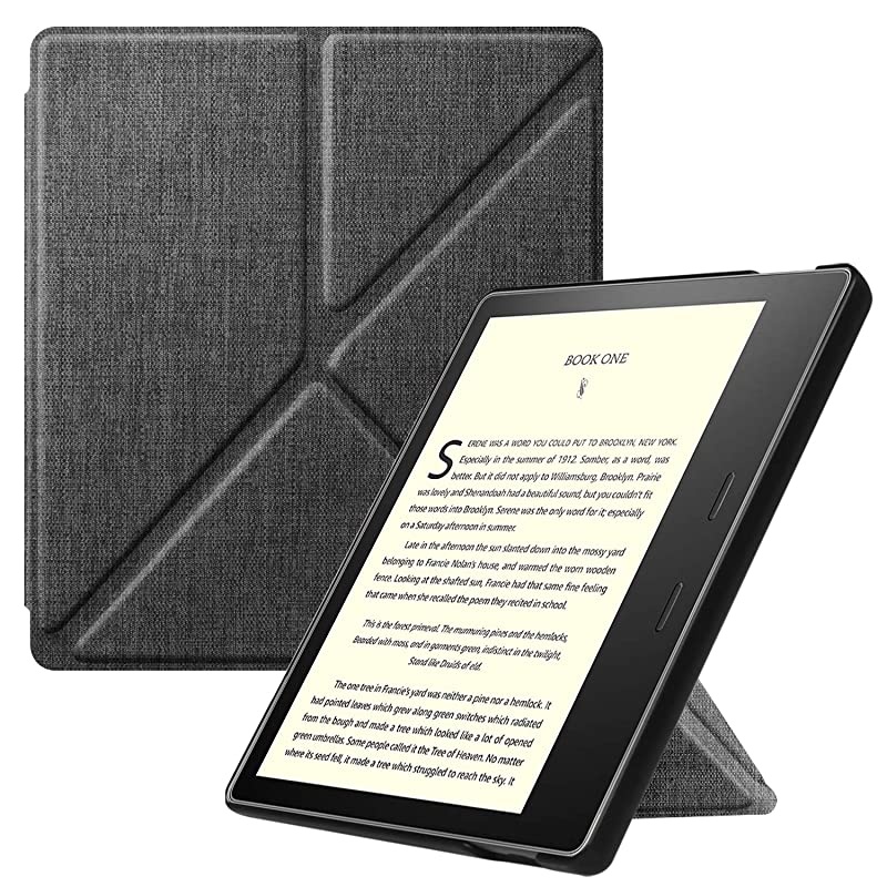 Origami Case for All-New Kindle Oasis (10th Generation, 2019 Release and 9th Generation, 2017 Release) - Slim Fit Stand Cover Support Hands Free Reading with Auto Wake Sleep, Denim Charcoal