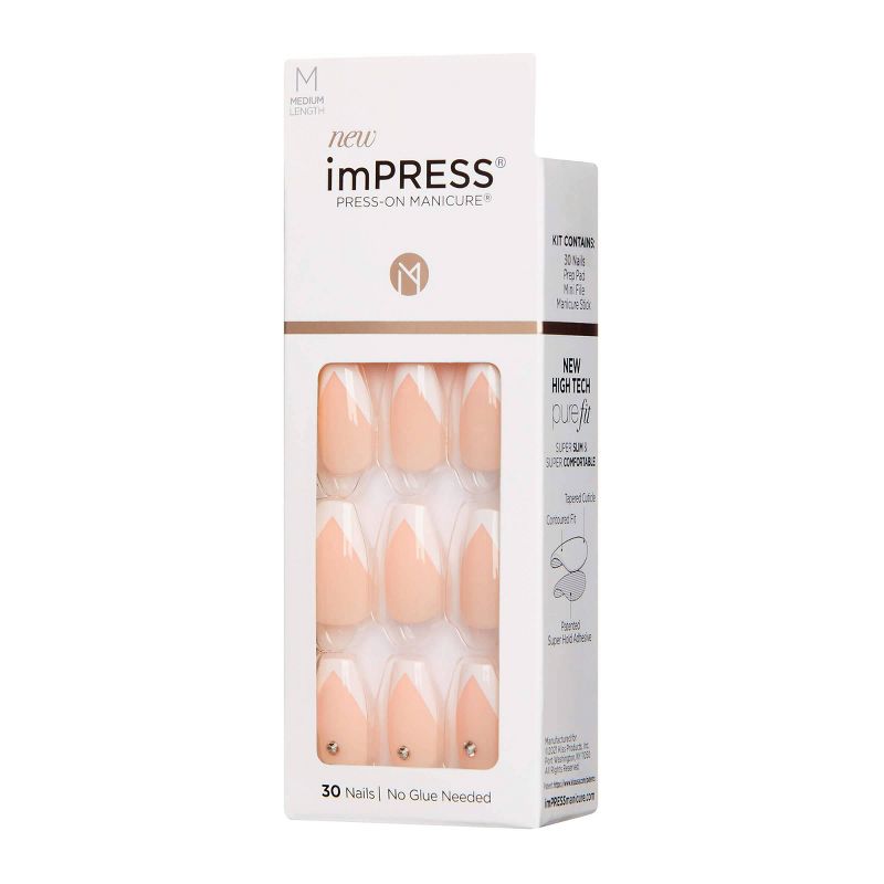 Kiss imPRESS Press-On Manicure False Nails - So French - 30ct