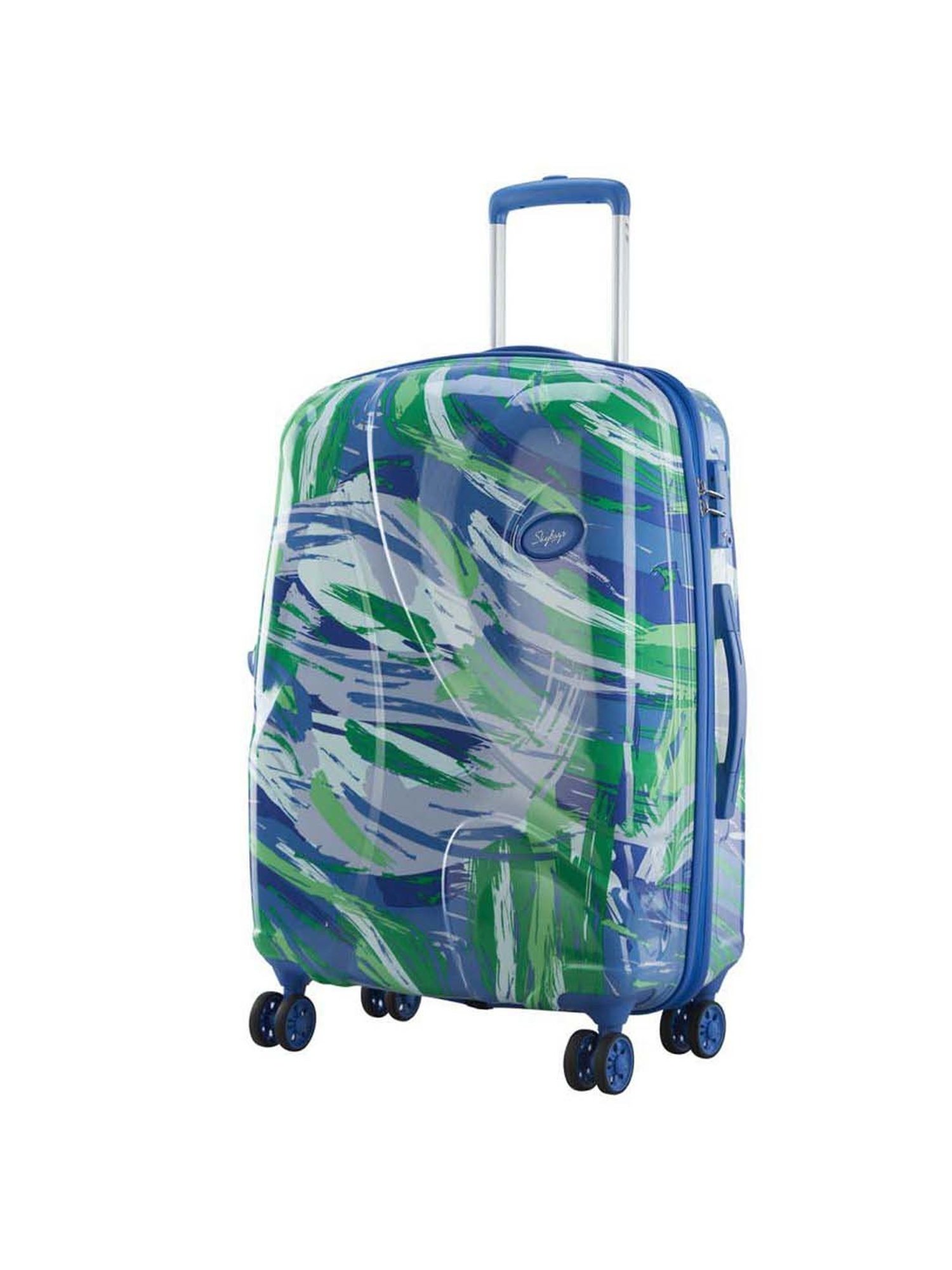 Skybags Abstract Green & Blue Printed Hard Medium Trolley Bag - 49 cm
