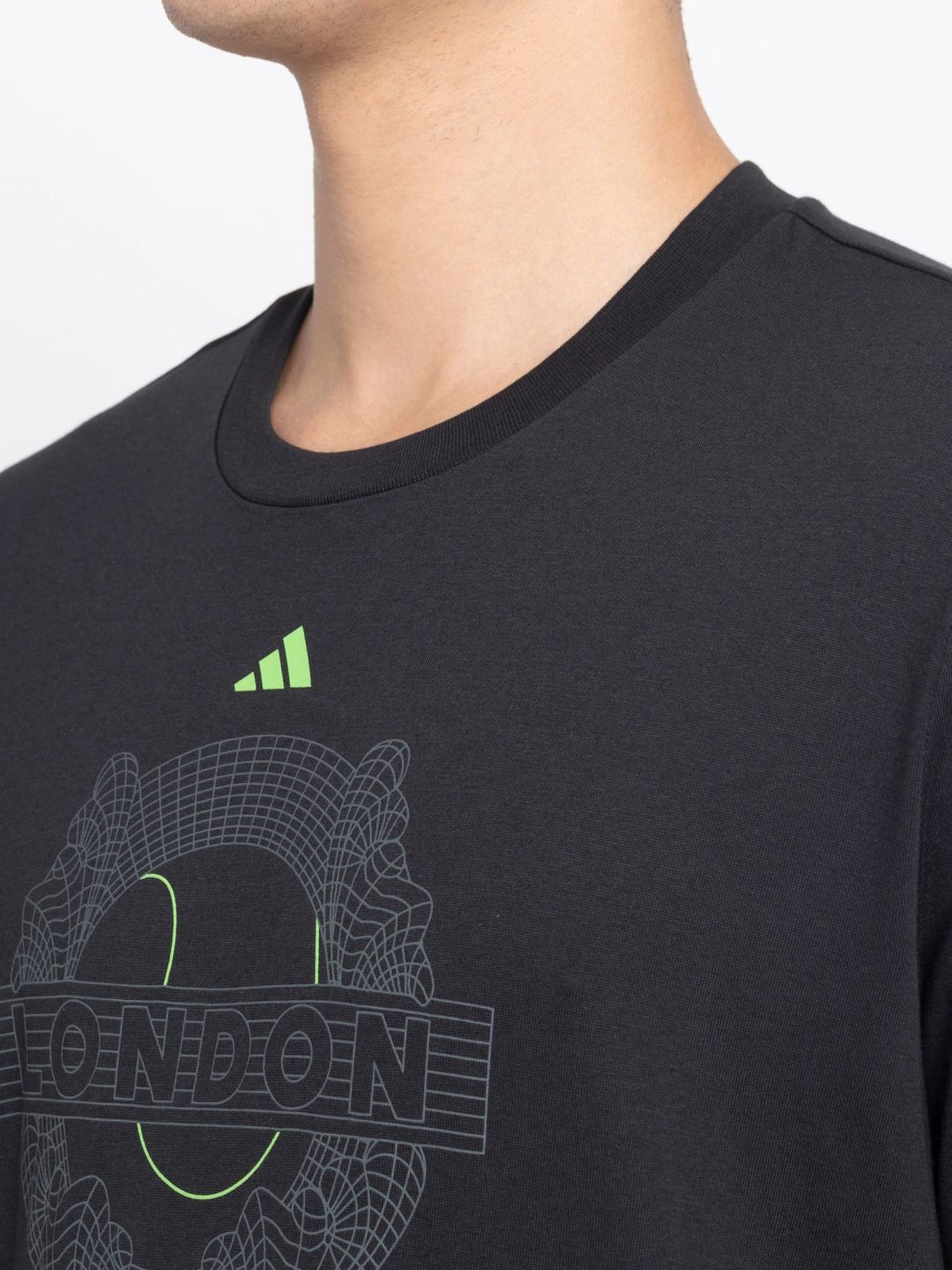 Adidas Black Regular Fit Printed Sports T-Shirt