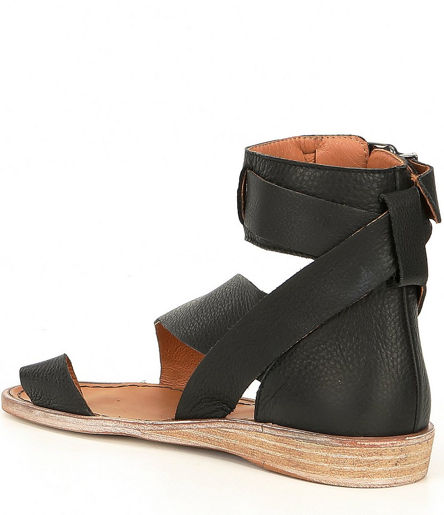 Free People Vale Leather Asymmetrical Toe Loop Ankle Strap Sandals