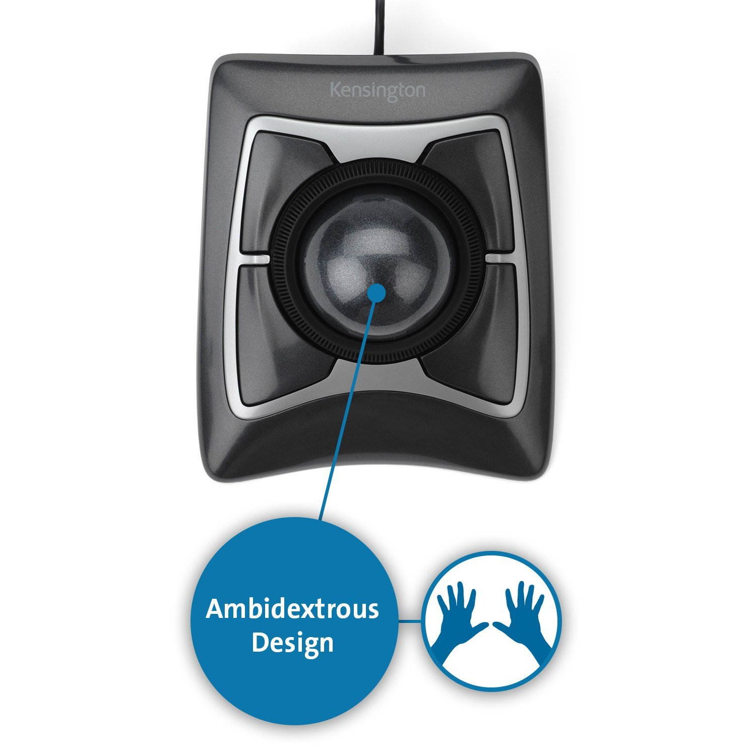 New Kensington Expert Trackball Mouse, Diamond Eye Optical tracking, Award-winning Scroll Ring, Large ball for maximum precision and control, Wired USB Connection with TrackballWorks Customization