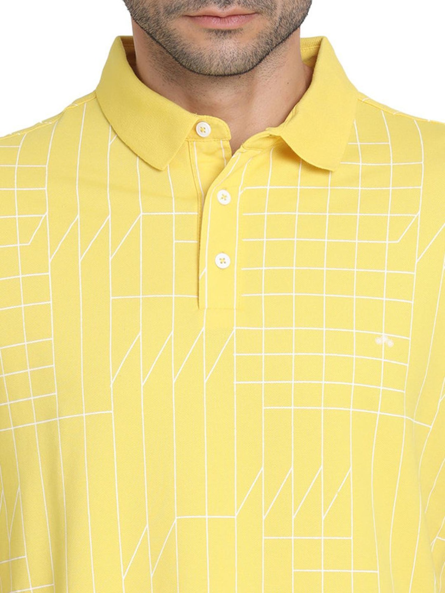 Turtle Yellow Cotton Slim Fit Printed Polo T-Shirts