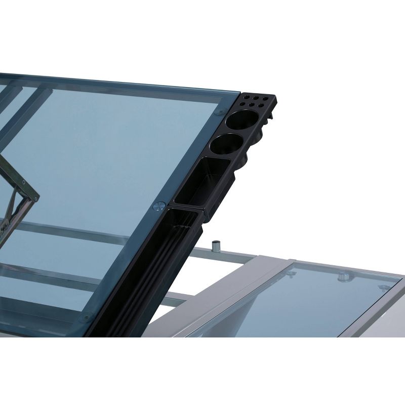 Futura Craft Station with Folding Shelf - Silver/Blue Glass