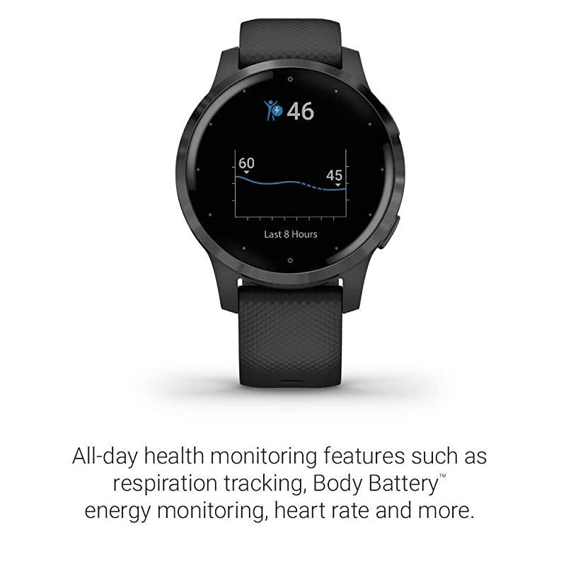 vivoactive 4, GPS Smartwatch, Features Music, Body Energy Monitoring, Animated Workouts, Pulse Ox Sensors and More, Silver with Gray Band (Renewed)