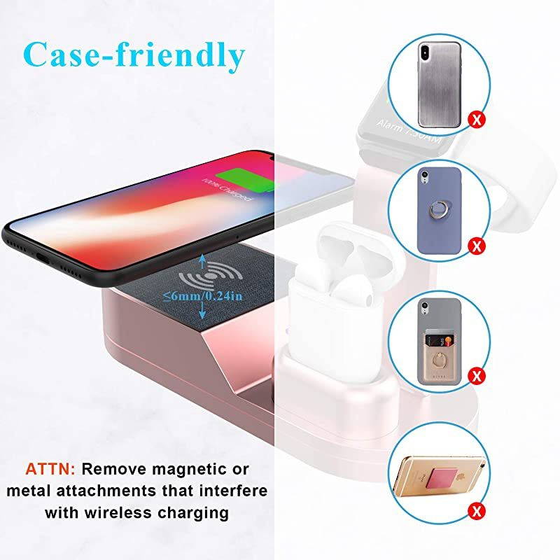 Wireless Charger iWatch Stand Compatible with iWatch Series SE 6 5 4 3 2 1 AirPods Pro Airpods and Phone Series 12 SE 11 11 pro 11 Pro Max Xs X Max XR X 8 8PNo Adapter