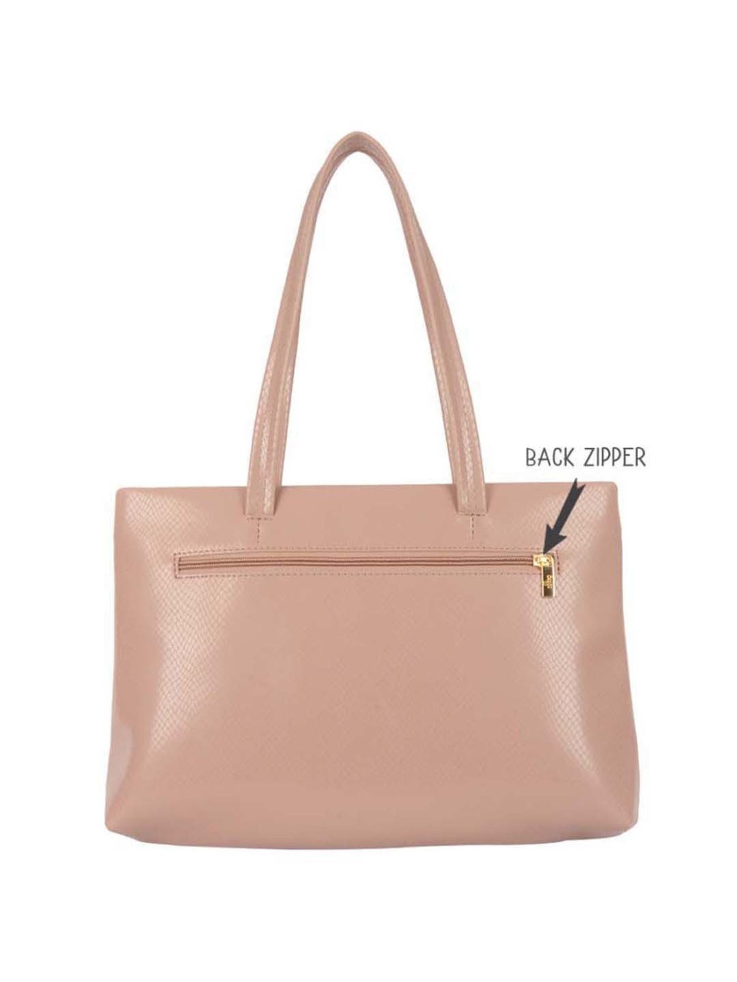 Baggit Pink Textured Medium Tote Handbag